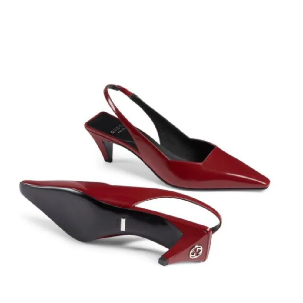 Gucci Mallory 55 Patent Leather Slingback Pumps - Cherry size EU 39 - Picture 2 of 6